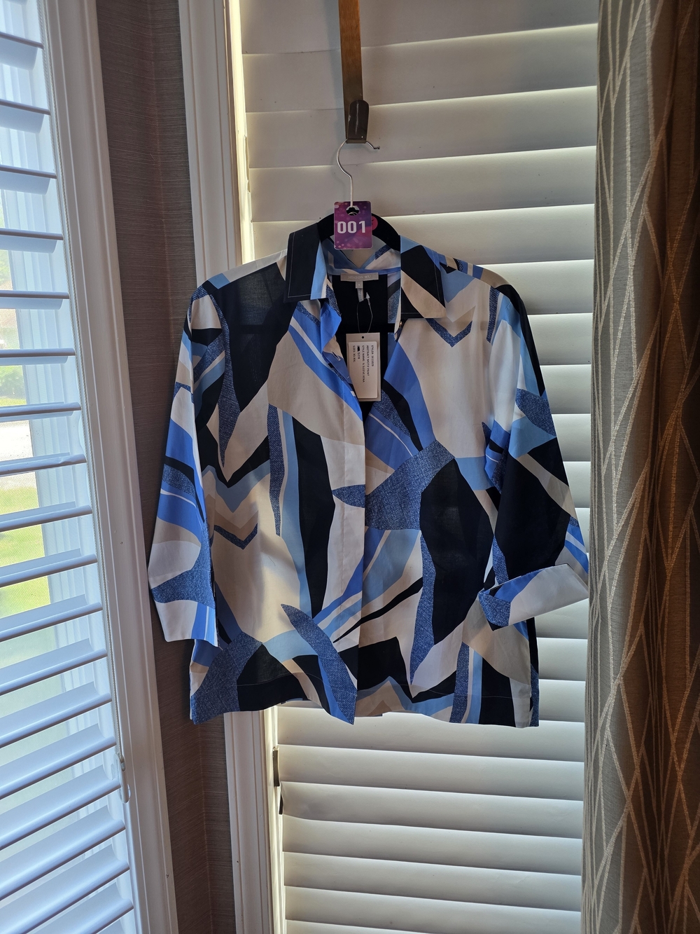 Hinson Wu Abstract Blue & Black Xena Button-Up Shirt